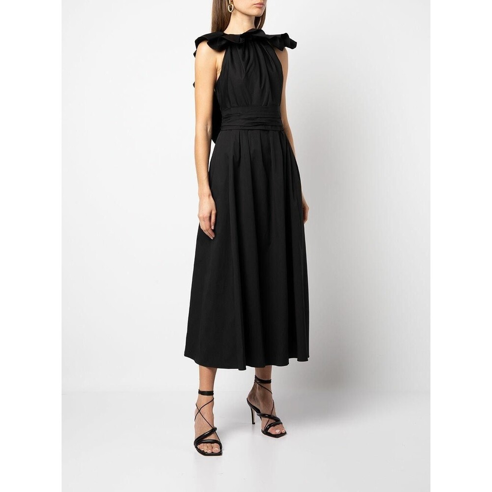 Carolina Herrera Black Ruffled Neckline Dress Size 8 black - Picture 2 of 12